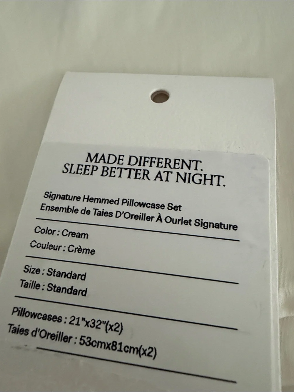 Boll & Branch NWT Signature Cotton Hemmed Pillowcase Set (2)Creme $59 MSRP